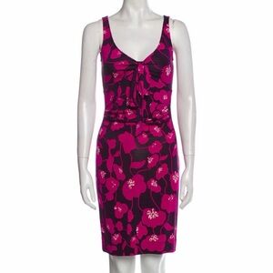 Diane Von Furstenberg Pink and Black Floral Midi Dress